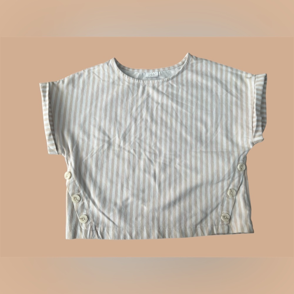 ZARA Striped Button-Detail Top